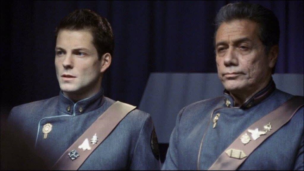 Lee Adama (left) and Bill Adama (right)