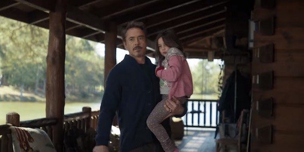 Tony Stark (left) holding Morgan Stark (right)